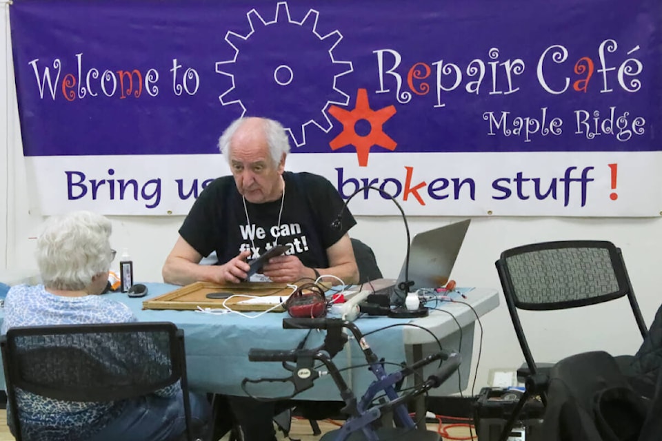 Seniors both attended and volunteered at the Repair Cafe at the Maple Ridge Seniors Centre on March 16. (Brandon Tucker/The News) 