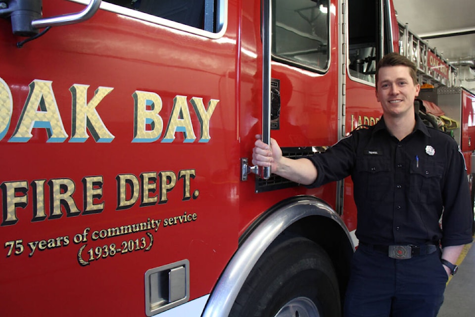 Oak Bay firefighters are focusing on fundraising to help families keep kids in activities, says Trent Frenkel, executive director of Oak Bay Firefighters Charitable Foundation. (Christine van Reeuwyk/News Staff) 