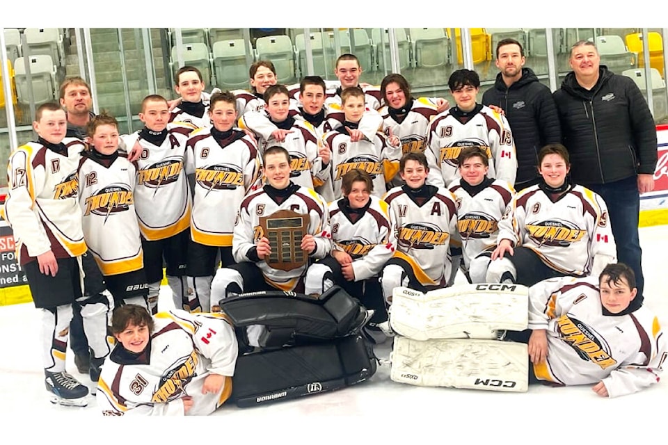 The 2023-24 U15 Quesnel Thunder are capping off an already successful season by hosting the provincials at West Fraser Centre. (Social media photo) 