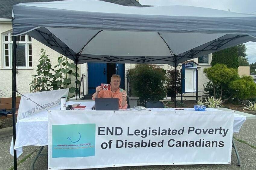 END Legislated Poverty of Disabled Canadians advocate Jeff Leggat poses outside of Duncan United Church last September. (Chadd Cawson/Citizen) 