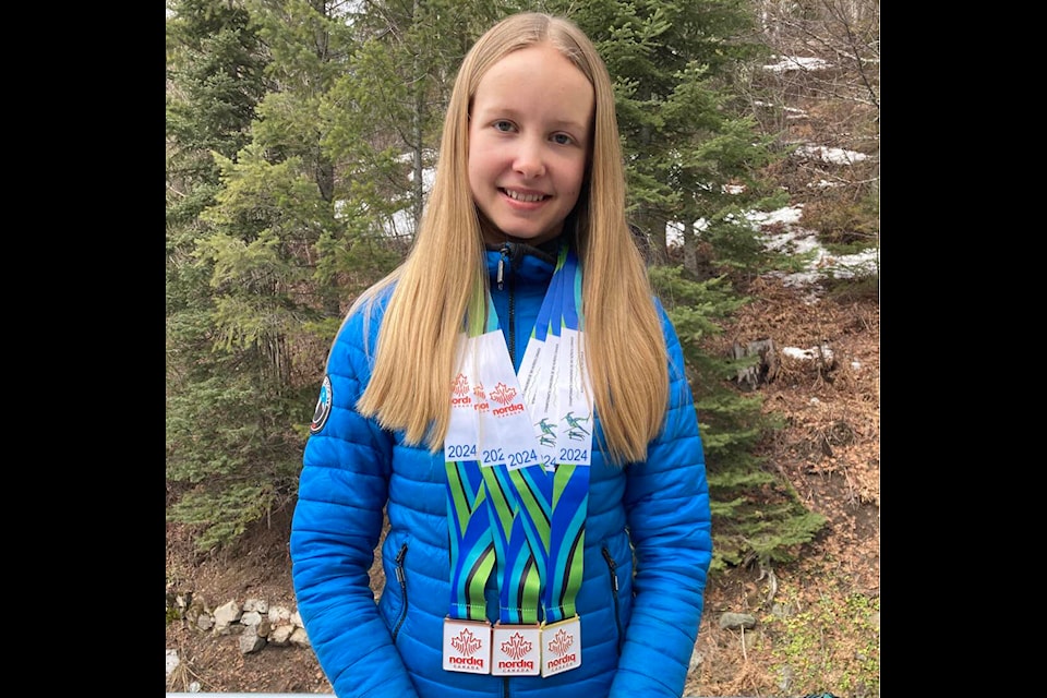 Fernie cross-country ski athlete Ella Fuller won bronze in two of her races at nationals and placed first in the overall standings for her age category (Photos courtesy of Ella Fuller) 