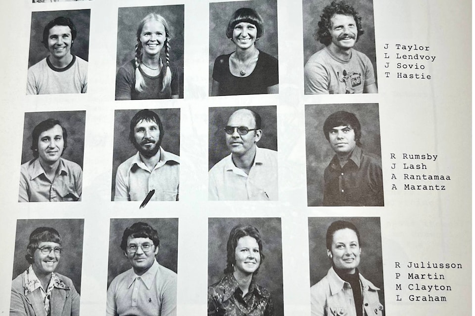 Teachers pictured in the Earl Marriott 1976/77 yearbook.  (EMS 1976/77 yearbook/Contributed) 