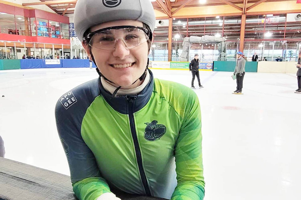 Kayden Ford-Jalbert continues to push himself as he competes in speed skating across the province. (Nancy Jalbert photo) 