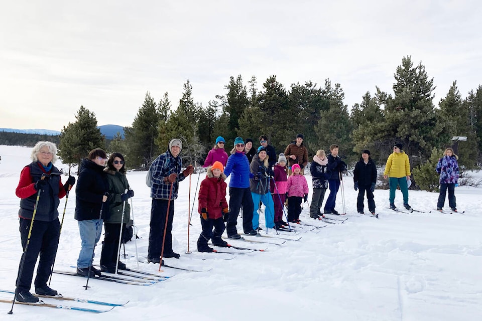 Students at Tatla Lake enjoy the new cross-country ski equipment their school recently purchased thanks to a grant from the Tatla Lake Resource Association. (Photo submitted) 