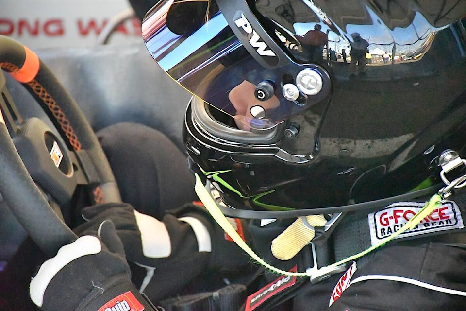 A young driver prepared to race at the LQMA track on Aldergrove on Sunday, March 24, the season opener for quarter midget racing at Canada’s only dedicated track. (Dan Ferguson/91ԭ Advance Times) 