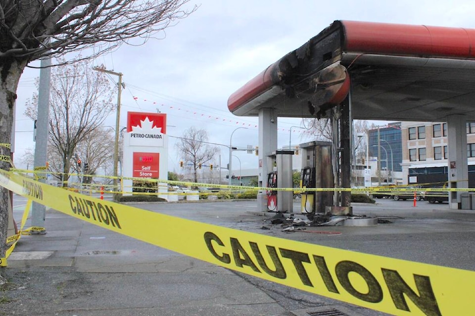 The Douglas Street Petro-Canada was damaged by an early morning fire, deemed non-suspicious, on March 27. (Jake Romphf/News Staff) 