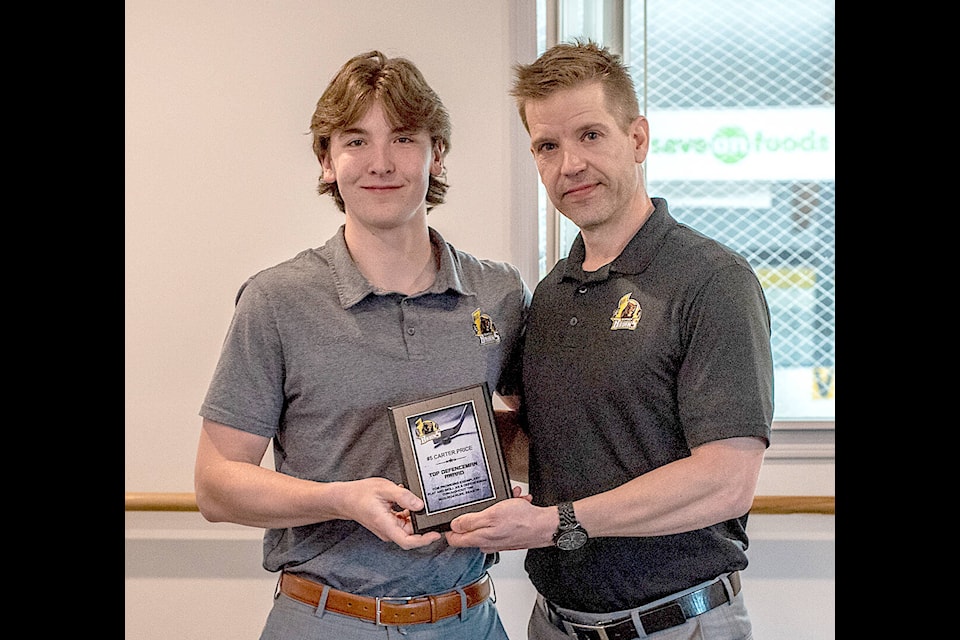 Top Defenceman went to Carter Price. Photos: Submitted 