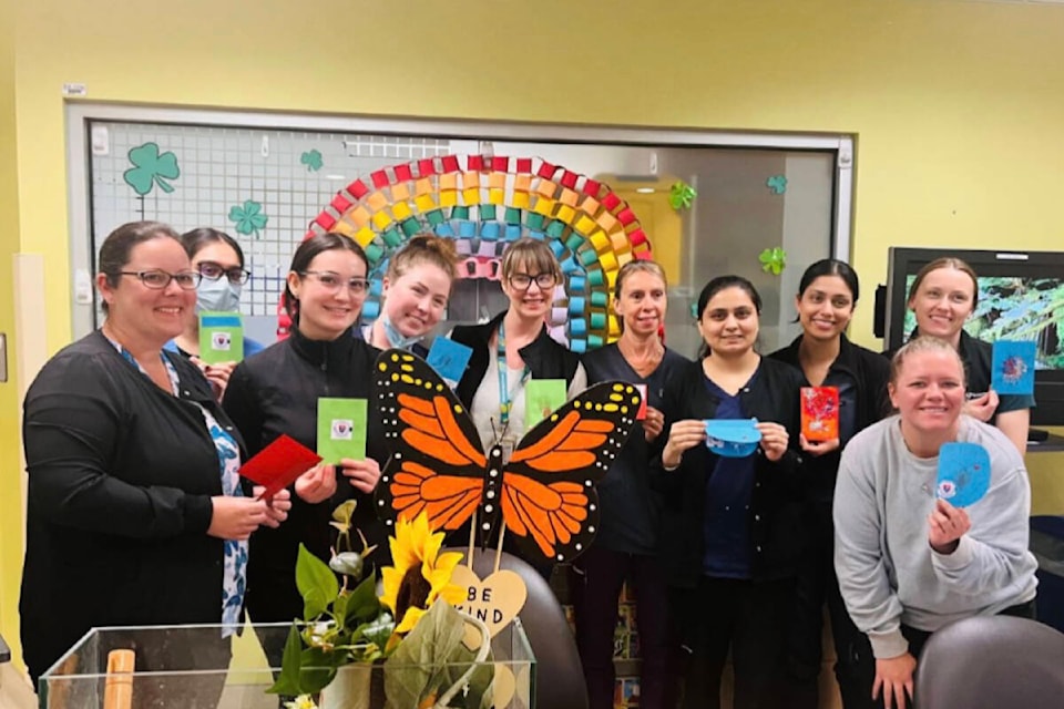 Abbotsford Regional Hospital staff receive their appreciation cards from Verbier International School. (Submitted photo) 