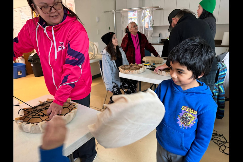 A drum making workshop was one of the events people could take part in over two days during Eyém Tset: We Are Strong. (Jessica Peters/Black Press Media) 