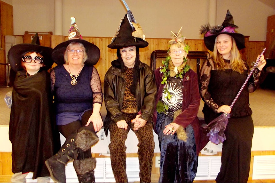 The winners of the fifth annual Mad Hatter’s Tea Party in Barriere on March 9 at the Lions Hall. (from l) Cameron Murphy (Best Youngster’s Hat); Lindell Smith (Most Unique Hat); Josie Wilson (Best Hat Overall); Cynthia Jensen (Most Creative Hat); and Megan Rutten (Most Authentic Hat). (Photo by: Margaret Houben) 