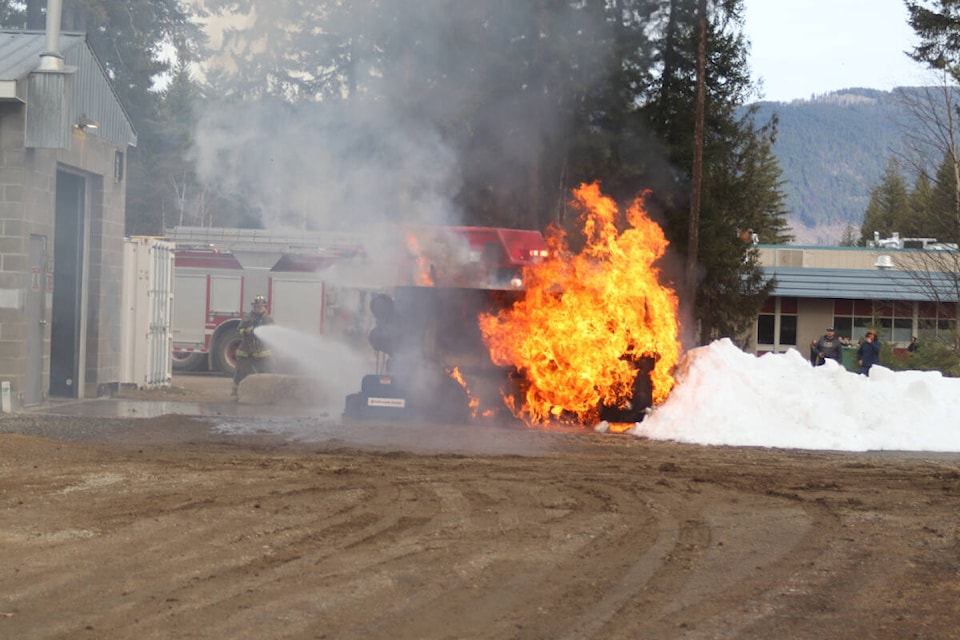 No injuries were reported and an investigation continues into a sudden Zamboni fire at the North Thompson Sportsplex in Clearwater on March 19 at approximately 3:30 p.m. (Photo by: Zephram Tino) 