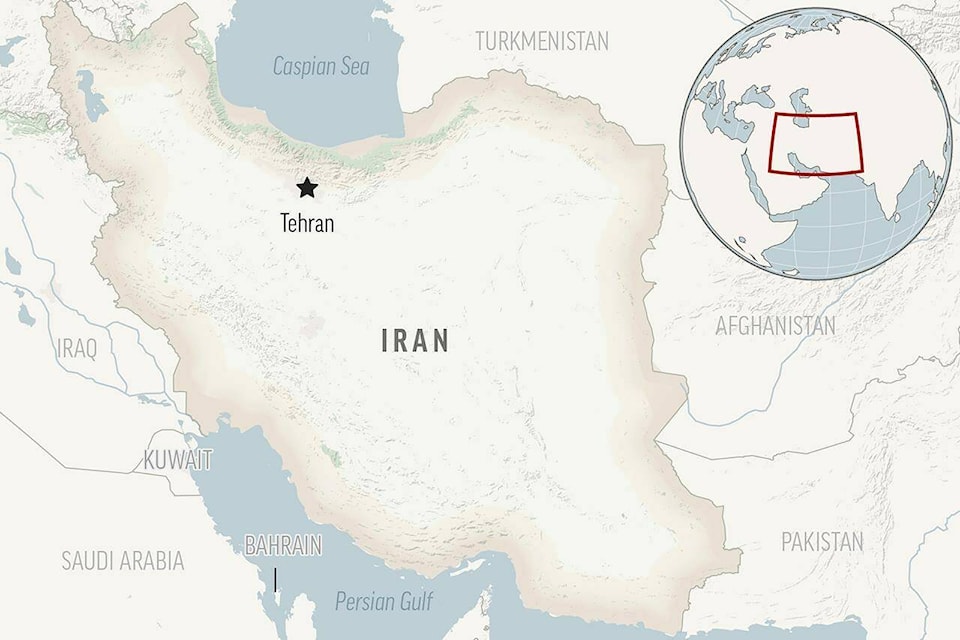 This is a locator map for Iran with its capital, Tehran. (AP Photo) 