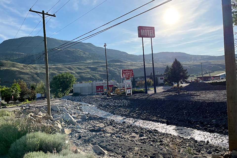 Quartz Road at Highway 1 following the flooding in early May, 2023. The area has been identified as an issue for the Village of Cache Creek, and grant funding will help the village develop a shovel-ready project to address it. (Photo credit: Barbara Roden) 