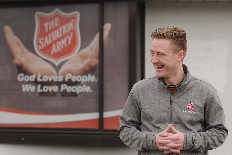 Josh Draheim, community partnerships co-ordinator at the Salvation Army Care and Share Centre, stands outside the facility on Yale Road in Chilliwack on Feb. 29, 2024. (Jenna Hauck/ Chilliwack Progress file)