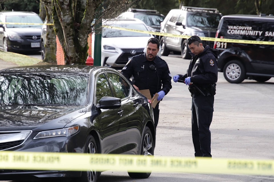 Vancouver Police are in south Vancouver Wednesday morning (April 3) after a woman was found dead near Rosemont Drive and 57th Avenue. (Shane MacKichan) 