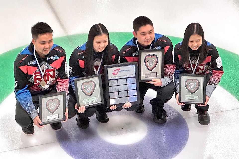 The provincial curling competition season ended with the 2024 AMJ Campbell BC Mixed Curling Championship that wrapped up Sunday March 31, at the 91ԭ Curling Centre in the George Preston Recreation Centre in Brookswood, with gold going to Team Tanaka, skipped by Cody Tanaka. (Special to 91ԭ Advance Times) 