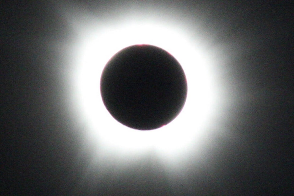 The Texas clouds disperse Monday (April 8) in time for for Saanich father and son Steve Hickton and Connor Hickton to experience the full solar eclipse. (Photo by Steven Hickton) 