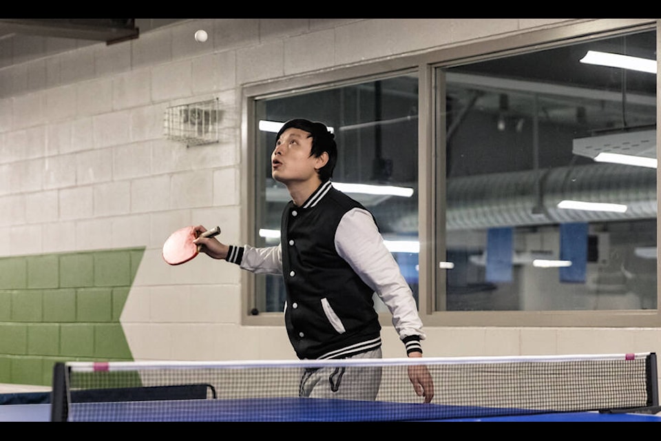 Daniel Huang concentrates on his serve during the Table Tennis For All event at the Hay River Recreation Centre on March 30. Photo courtesy of Thorsten Gohl 