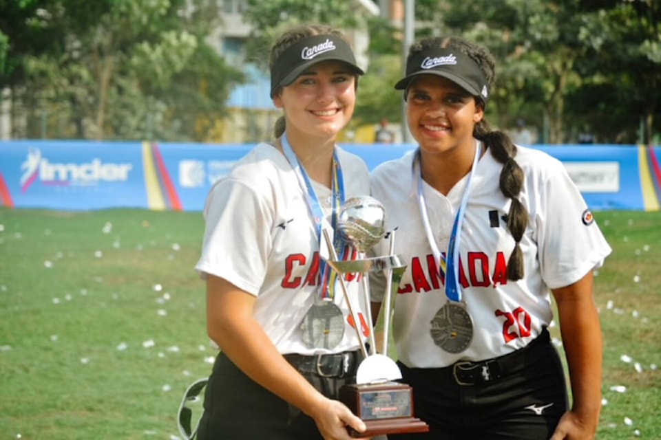 Cece Brown (right) is on Team Canada for the 2024 WBSC U18 Women's Softball World Cup Group Stage. (Softball Canada/Special to The News) 