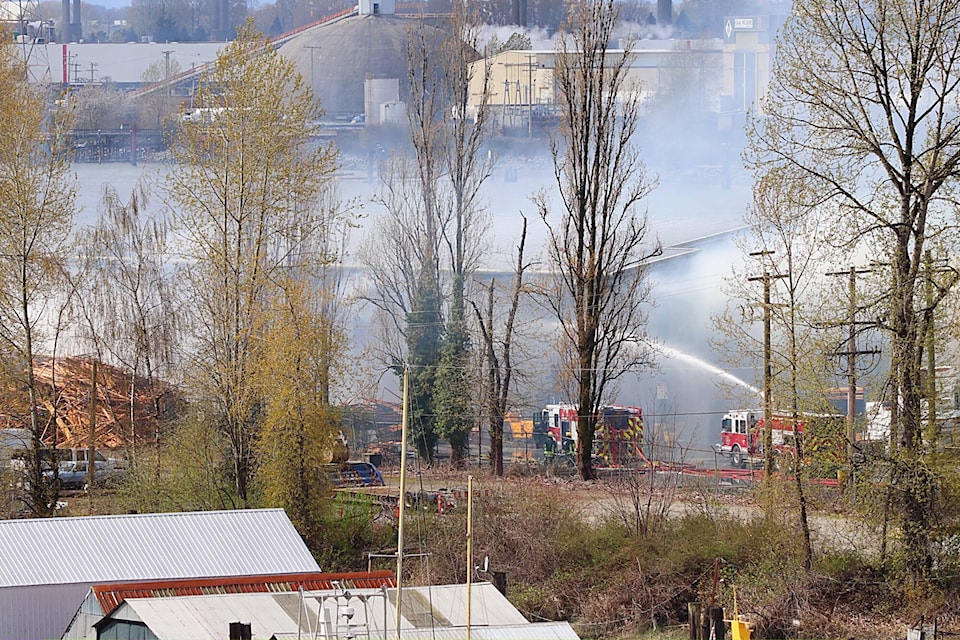 Delta firefighters battled a stubborn mill fire for several hours Sunday morning (April 7) that reportedly started shortly after 1 a.m. (Shane MacKichan photo) 
