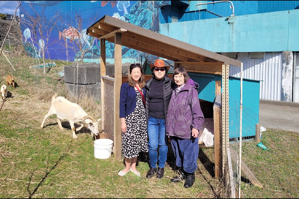 From left to right: Hannah Lee, Teresa Lee and Nancy Golinia. Donations from the proposed petting days will go to the Prince Rupert Wildlife Centre, which is run by Golinia. (Seth Forward/The Northern View) 