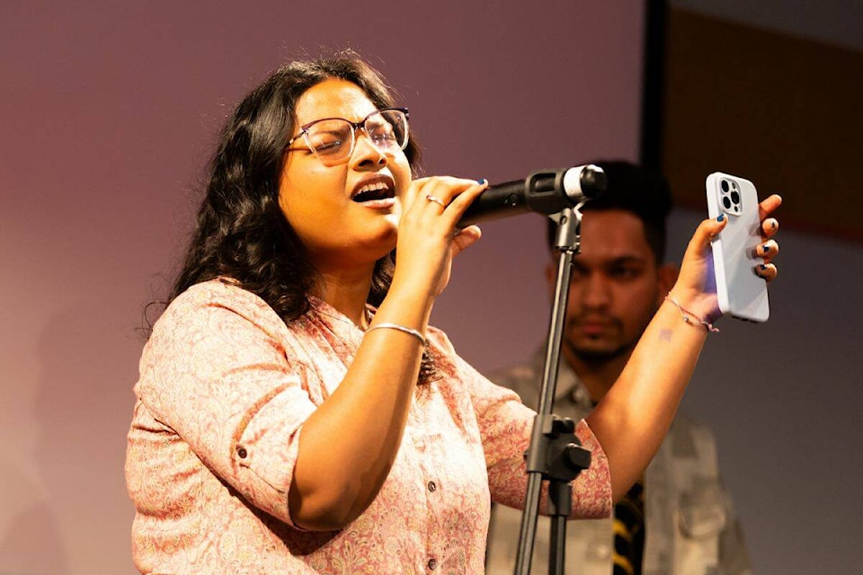 A KPU student performing at the South Asian Festival at KPU in Surrey on April 4, 2024. (Photo: Anna Burns) 