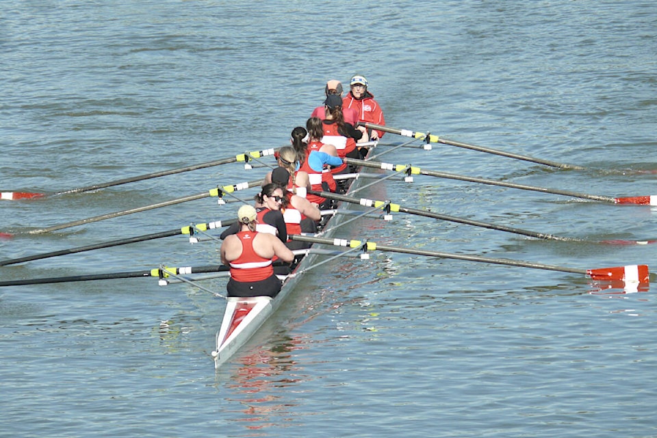 12 clubs and 103 crews competed in the annual Head of the Fort regatta held in Fort Langley’s Bedford Channel on Saturday, April 13. (Dan Ferguson/Langley Advance Times) 