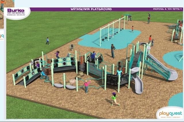 The Wetaskiwin Spray Park has been working to add an accessible playground to the park. (Wetaskiwin Spray Park design mock up handout) 