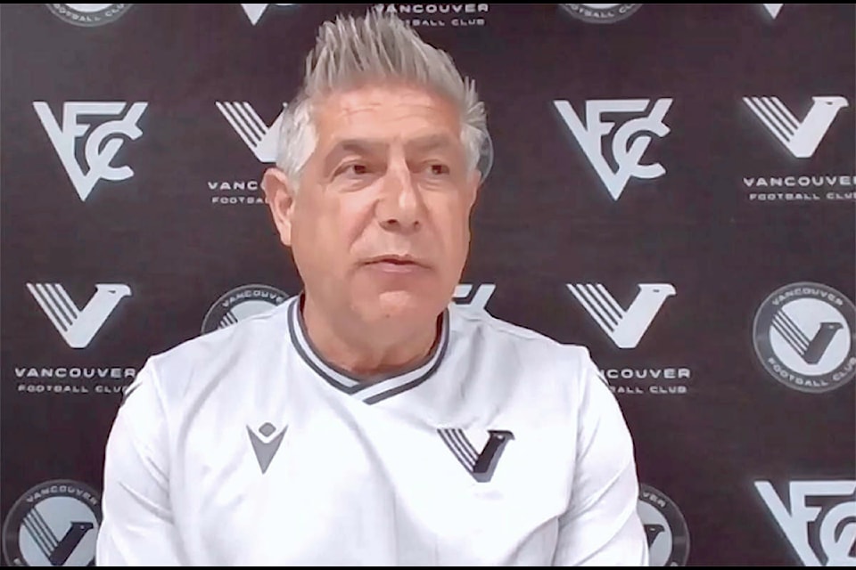 VFC Head Coach Afshin Ghotbi at a Wednesday, April 17, press conference before Thursday’s game against Halifax. (Special to Langley Advance Times) 