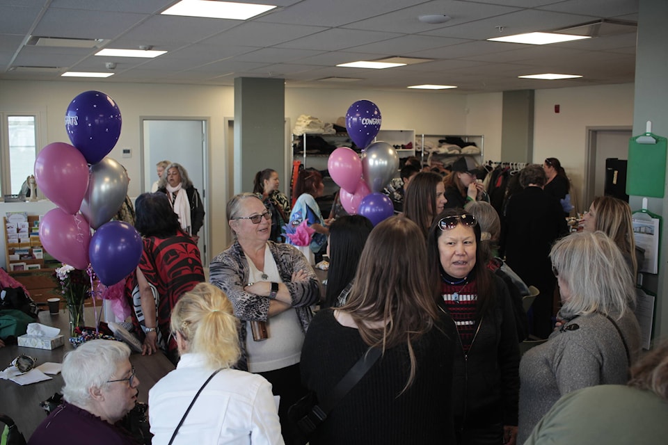 A crowd of visitors filled the Campbell River Women’s Centre grand opening party on Monday. Photo by Marc Kitteringham/Campbell River Mirror 