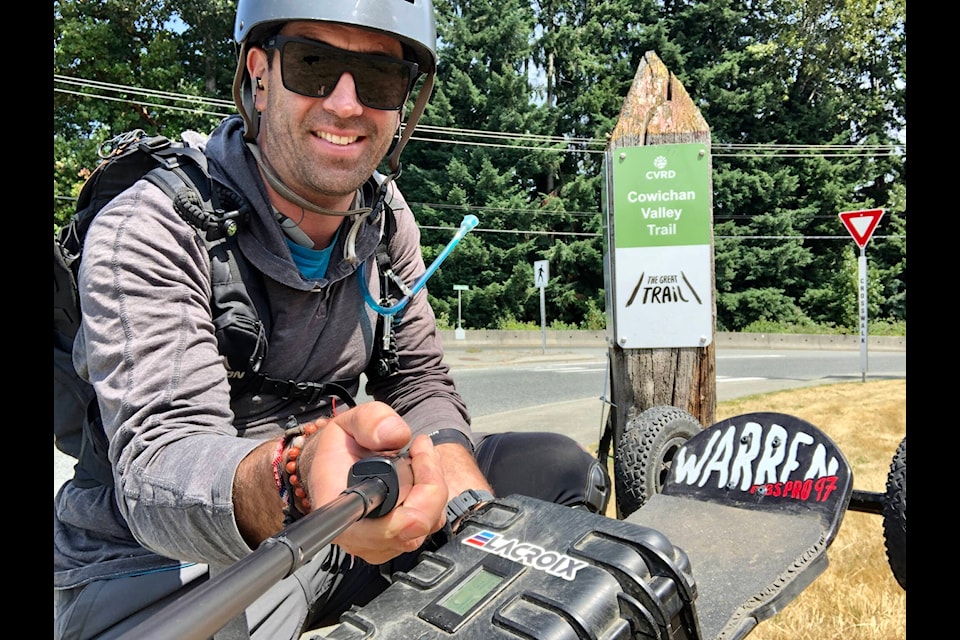 Bradley Smith will be cruising a portion of the Trans-Canada Trail in June on his electric mountain skateboard to break three Guinness World Records, including longest skateboard journey (Photos courtesy of Bradley Smith) 