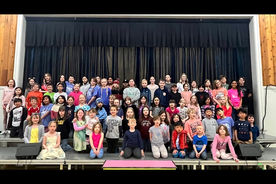 The cast of Seussical pose for a photo during a practice session on April 13. (Submitted photo) 