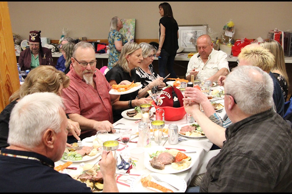 Over 200 people attended the Big Country Shrine Club’s Prime Rib and King Crab Dinner Auction at the 100 Mile Community Hall last weekend. (Patrick Davies photo - 100 Mile Free Press) 