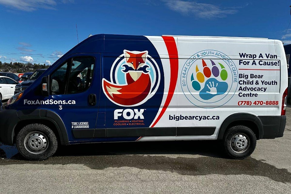 Big Bear Child and Youth Advocacy Centre was crowned one of the winners of Fox Plumbing Heating Cooling Electrical’s 2024 Wrap A Van for a Cause. (Bowen Assman Photo) 