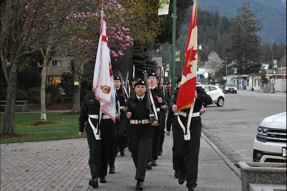 Hope Cadets held a service on April 9 for the Canadian soldiers who fought at Vimy Ridge. (Kemone Moodley/Hope Standard) 