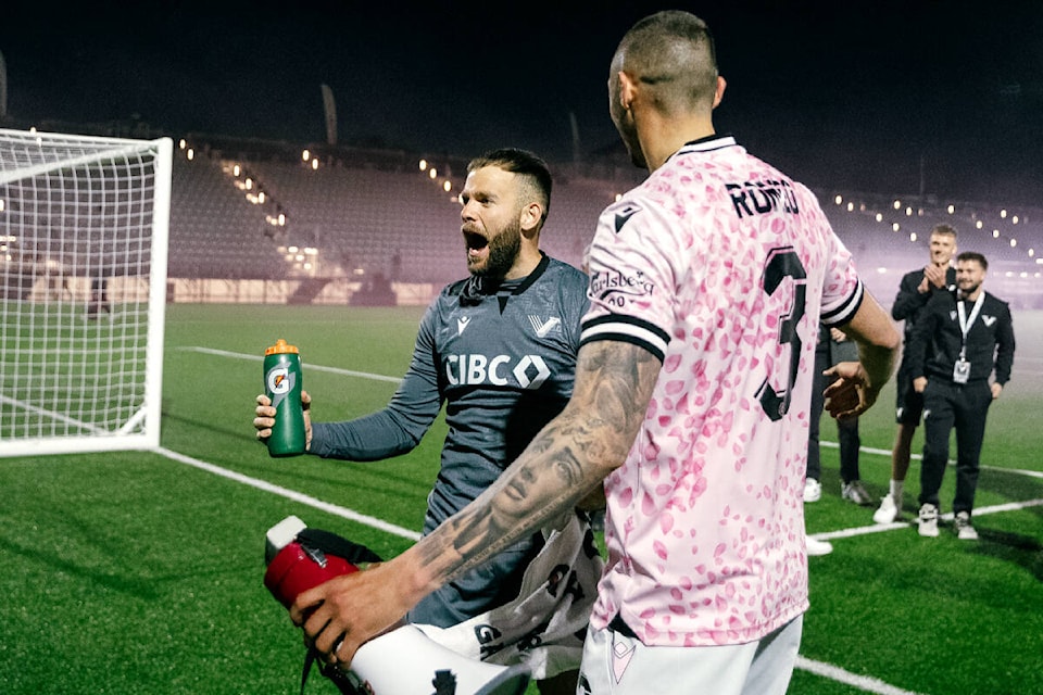 In game two of only its second season, Langley’s pro soccer team, the Vancouver Football Club, is enjoying a winning streak. The team won both its at-home matches at Willoughby Stadium, the most recent a 2-0 victory over the Halifax Wanderers on Thursday night. (Beau Chevalier, VFC/Special to Langley Advance Times) 