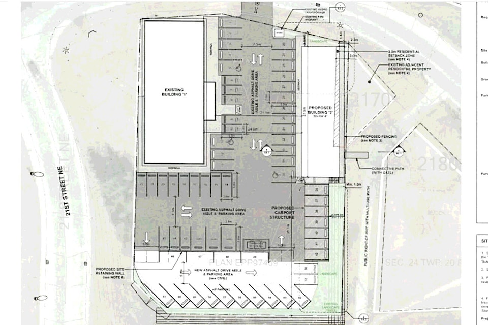 A development permit application for a mixed commercial and residential development at 2110 11th Ave. NE was received at the city’s development and planning services committee meeting of April 15, 2024. (City of Salmon Arm/YouTube image) 
