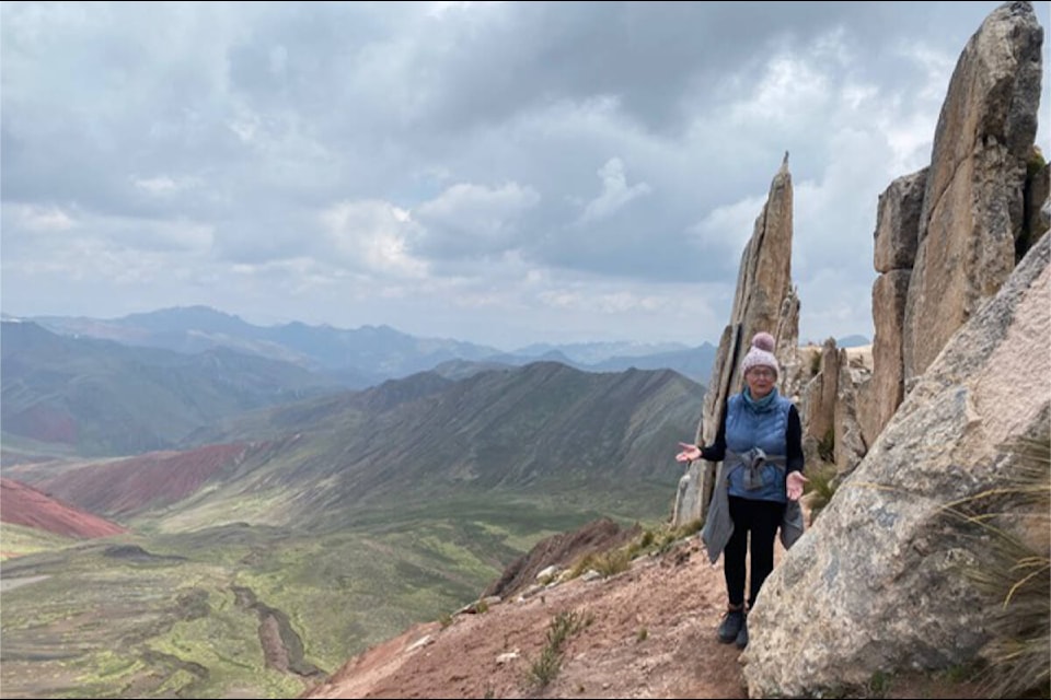 At 80 years old, Anna Cole of Port Alberni is still conquering the peaks of her dreams. Cole in 2023 visited Peru. (SUBMITTED PHOTO) 