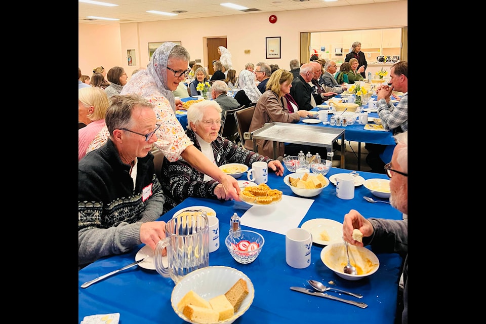 Everyone who attended the Peace Gathering was invited to a borscht and bannock lunch, which represented the coming together of cultures with their cuisine. Photo: Rocio Graham 