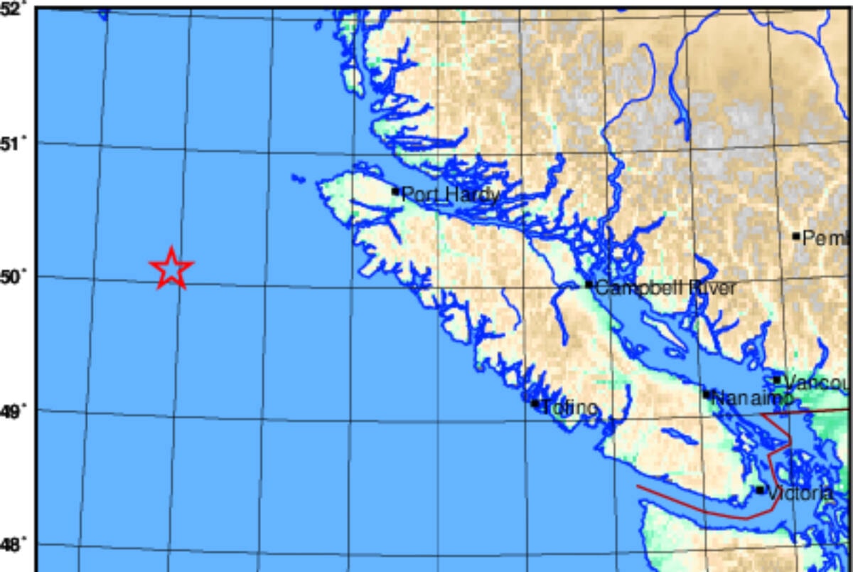 A 4.8 magnitude earthquake strikes northern Vancouver Island
