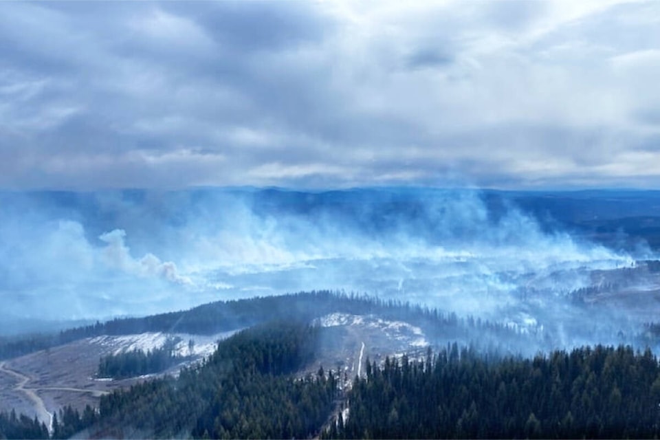 This image was taken on April 21 of the Burgess Creek wildfire, located between Williams Lake and Quesnel. (BCWS photo) 
