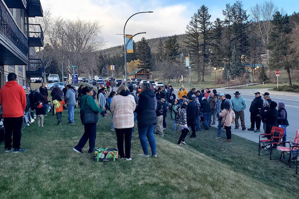 People start showing up for a candle light vigil for the late Izaria Bowe, 24, in Williams Lake Thursday, April 18. (Monica Lamb-Yorski photo - Williams Lake Tribune) 