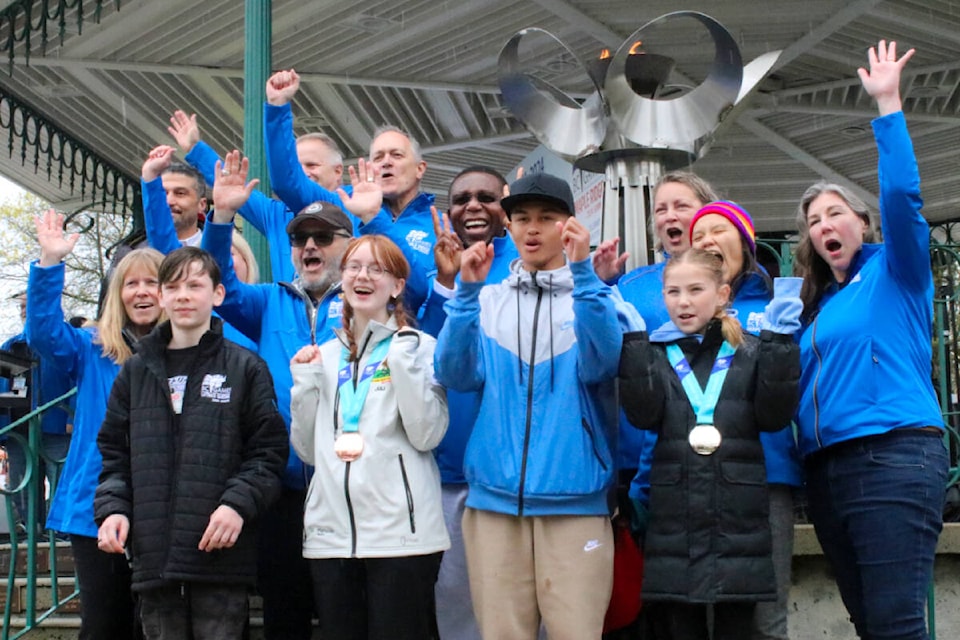 Maple Ridge athletes and politicians attended the torch-lighting ceremony for the 2024 BC Summer Games. (Brandon Tucker/The News) 