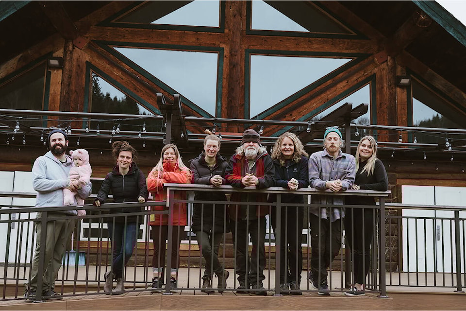 The Clearwater Ski Hill and Clearwater Ski Club directors in front of the lodge which has been recently renovated and is now used year round for a variety of events which include: banquets, weddings, reunions, memorials, seminars, fairs, disc golf tournaments, dances, and more. Clearwater Ski Hill directors (From left to right): Aaron Murray with baby, Alexis Pearce, Monica Parry, Kris Olson, Ben Bergeron, Daniela Wiunig, Matt Sych and Jessa Tantrum. (Photo by: Camille Dhillon) 
