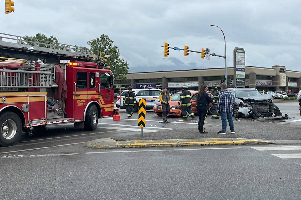 Two vehicle collision at Banks Road and Highway 97N. (Gary Barnes/ Capital News) 