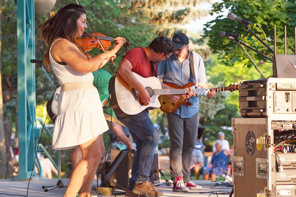 The Okanagan’s Cod Gone Wild kick off the 2023 Wednesday on the Wharf concert series with a rollicking round of Celtic-inspired music at Salmon Arm’s Marine Peace Park on July 5. (File photo) 