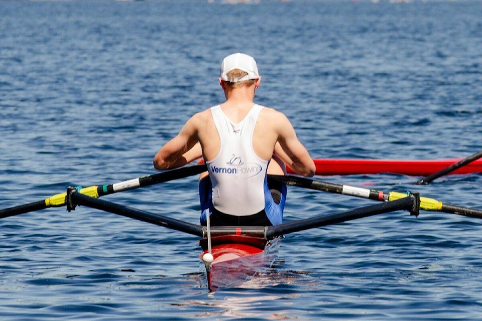 Peter Masys launches during his race, the U17 men’s single race A final. (Contributed) 