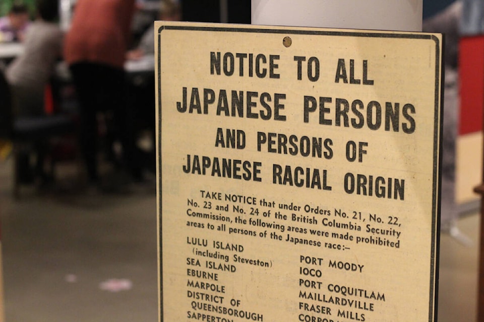 A government notice in the 1940s dictating where Japanese-Canadians were allowed to go. (Jessica R. Durling/ News Bulletin) 