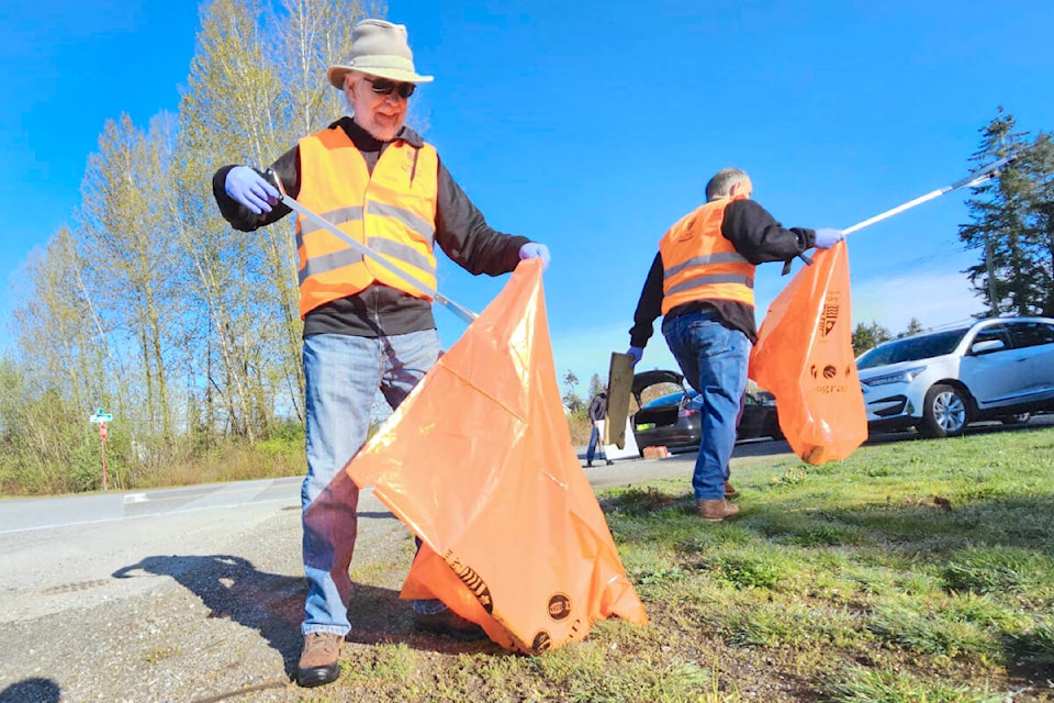 During the Township-wide Clean Up Langley event on Saturday, April 13, volunteers from the Rotary Club Langley Sunrise chapter noticed less litter had been dumped roadside in Fort Langley.(Dan Ferguson/Langley Advance Times) 