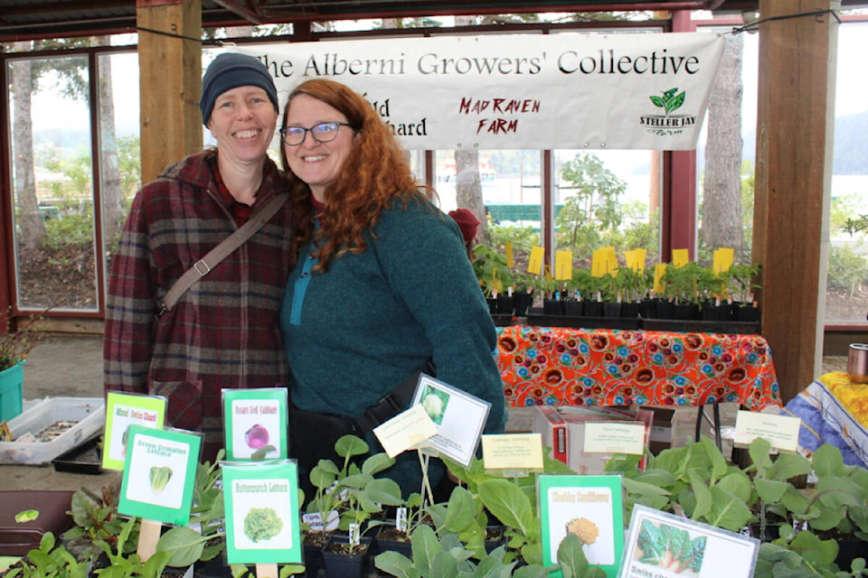 Heather Shobe and Kirsty Allen had a massive display of veggies at Harbour Quay on Saturday, April 27. It was the first day of the third annual plant and seedling sale, presented by the Spirit Square Farmer’s Market. Head to Harbour Quay from 9 a.m. to noon next Saturday, May 4 or Saturday, May 11 to check it out. (SONJA DRINWKATER / Special to the News) 